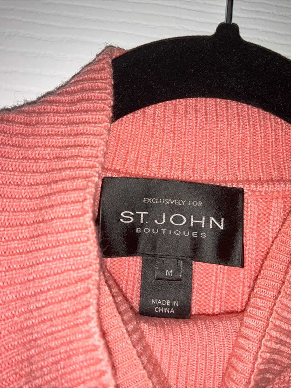 St. John Boutiques Luxury Cashmere Twinset Coral Pink Textured Knit Size M - Picture 6 of 15